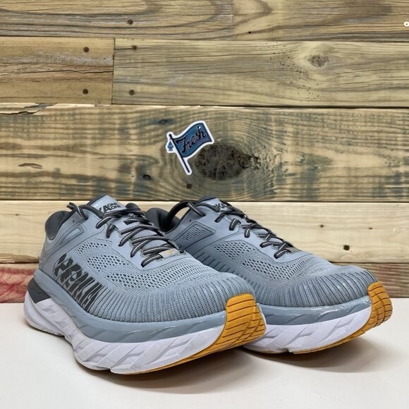 Hoka One One Bondi 7 Athletic Running Sneakers Men’s Size 12 Blue Yellow - Picture 1 of 12
